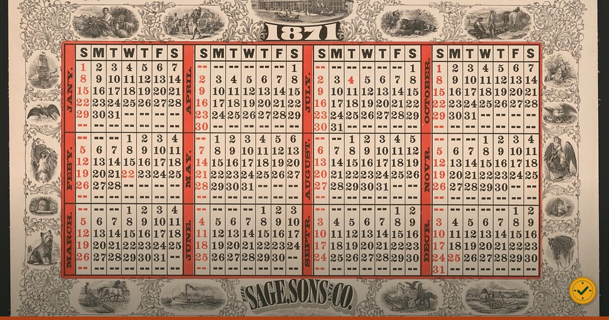 Vintage calendar page showing August