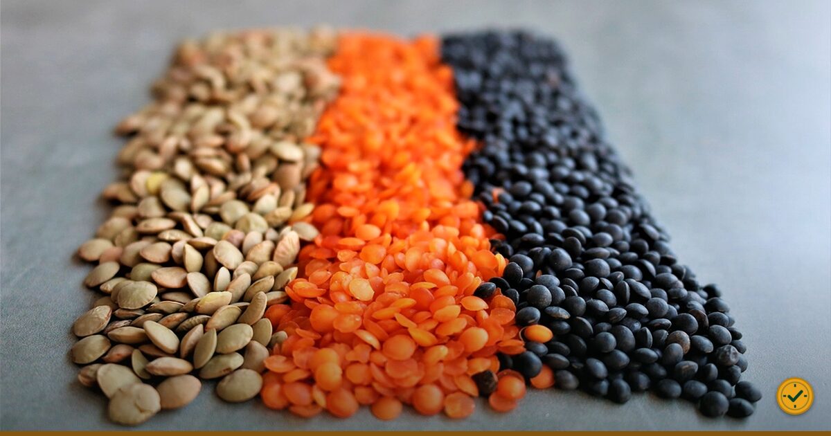 Red lentils and black beans