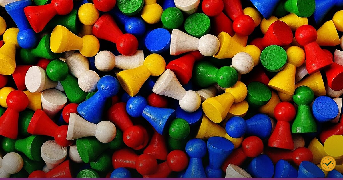 Brightly coloured wooden toys