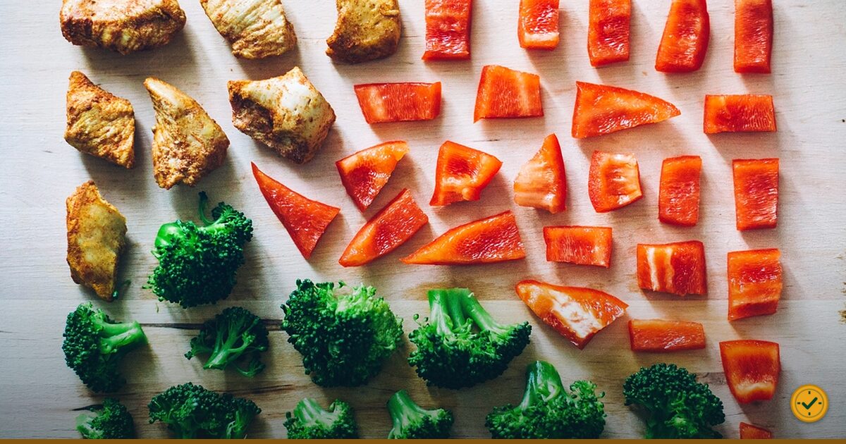 Sliced red peppers on a chopping board