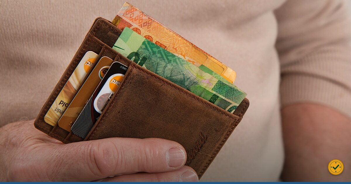 Leather wallet with banknotes