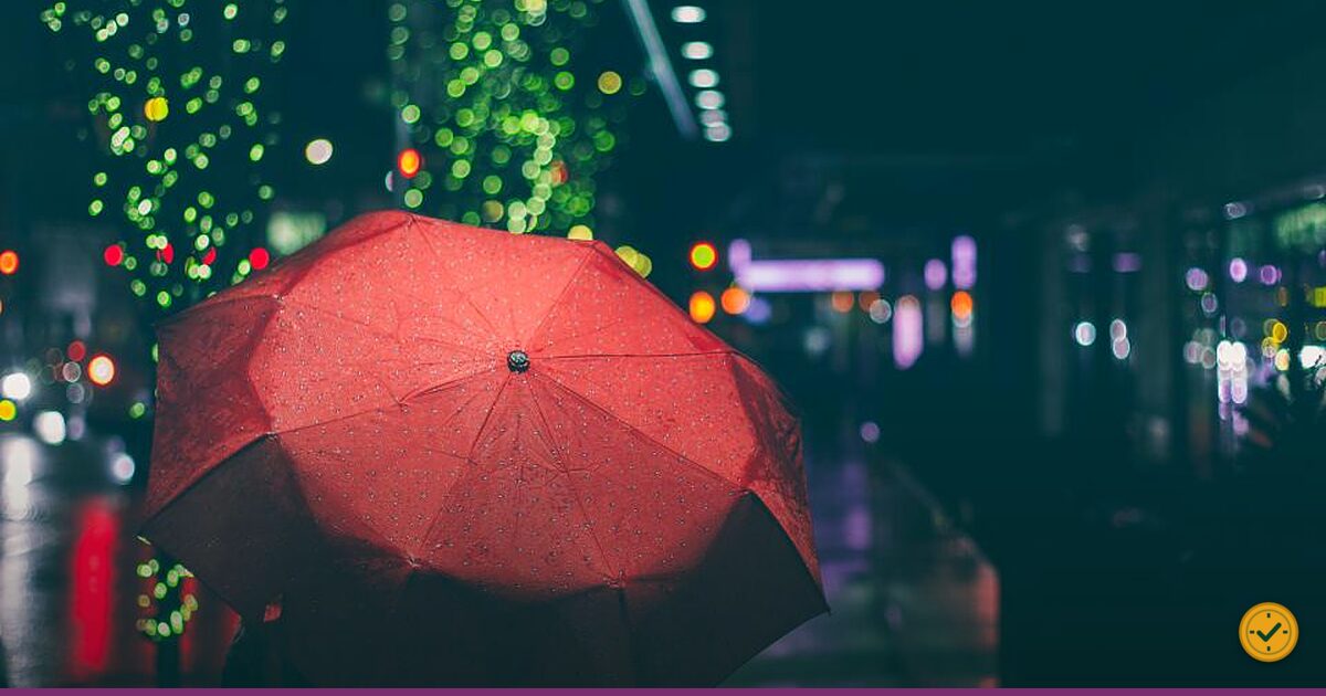 Open red umbrella