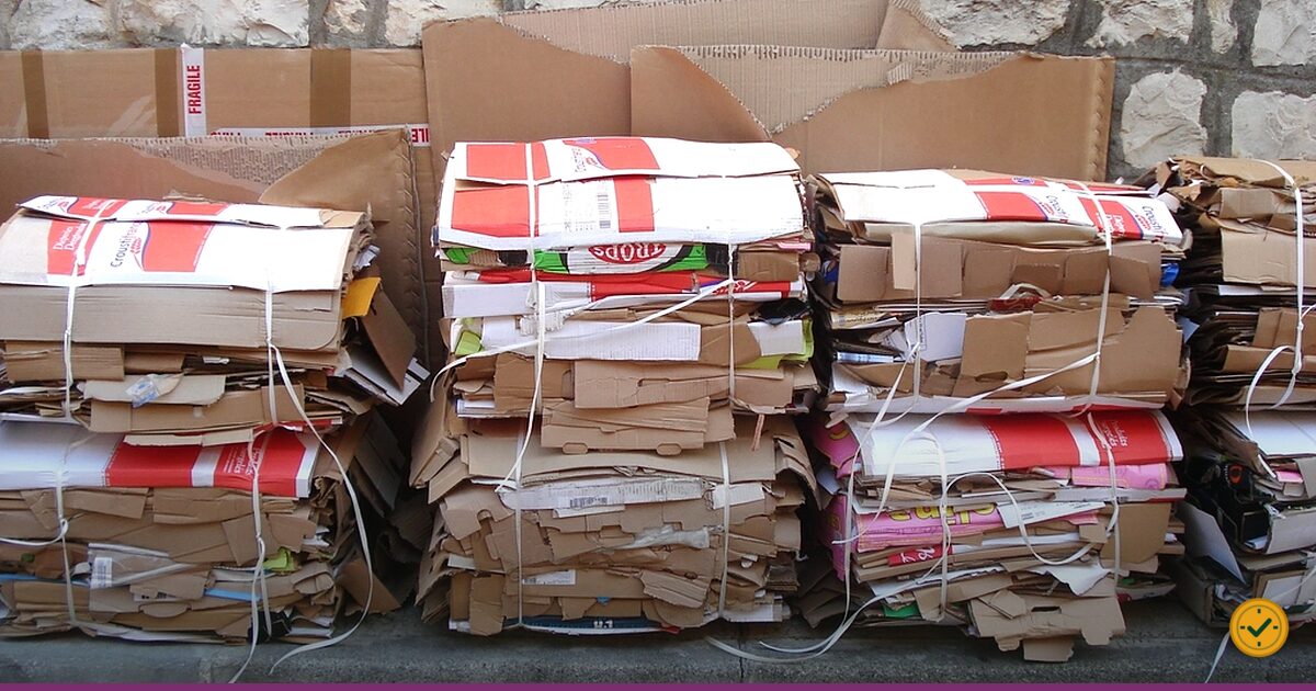 Stacked cardboard moving boxes