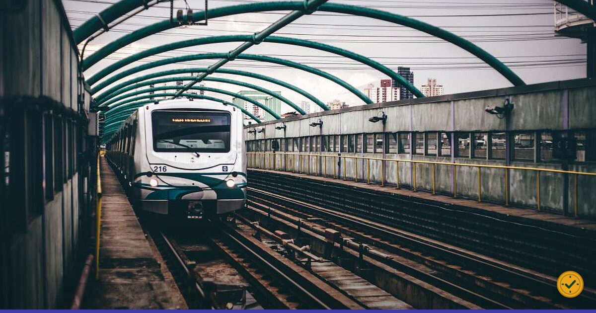 Train waiting at a station platform